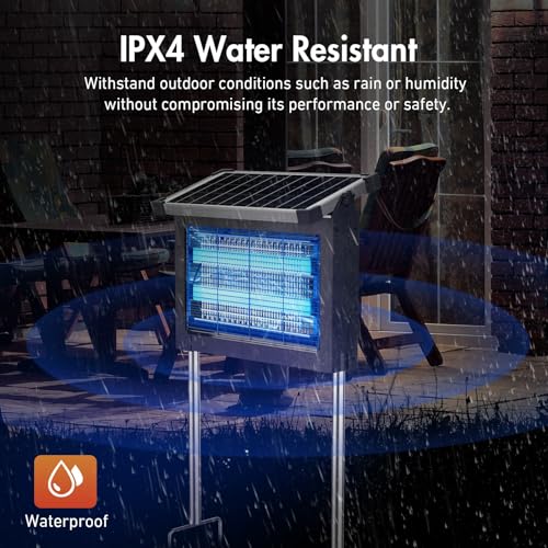 Solar Bug Zapper, 4500V Electric Grid Mosquito Killer for Patio - color: White