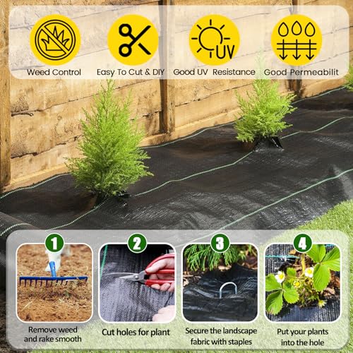 6.5FT x 32FT Weed Barrier Control Woven Garden Weed Landscape Fabric Heavy Duty Ground Cover