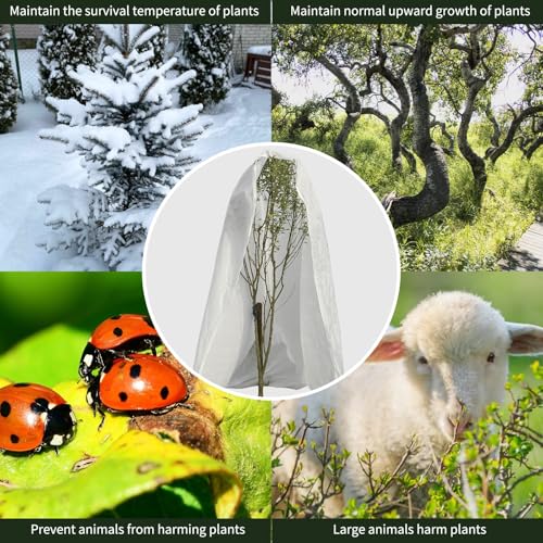 5.9 X 4.6 Ft Plant Covers Freeze Protection, Plant Covers for Winter Outdoor Plants with Drawstring and Zipper, Winter Plant Covers Freeze Pprotection for Protect Trees Shrubs from Cold Frost - color: white-180