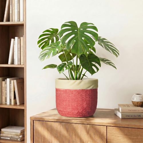 Ceramic Pots for Plants, 8 Inch Planter, Round Plant Pot, Red - color: Red, size: 8 Inch