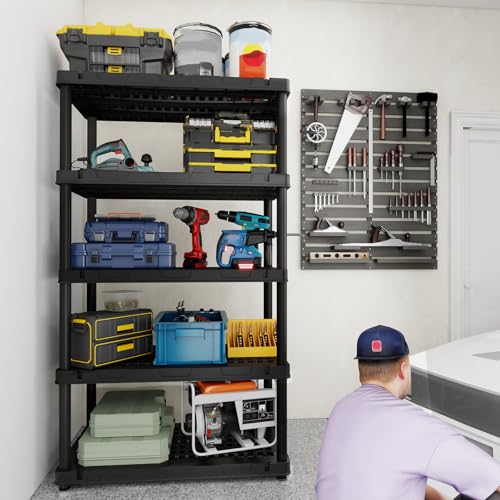 Plastic Storage Shelves, Heavy Duty Shelving Units, 700LBS - size: 5 Tier(larger size)