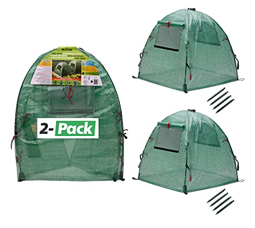 NuVue Products 24244 Pop-Open Plant Growth Accelerator Greenhouses, Mini Greenhouse Plant Tents for Severe Weather Protection, Pack of 2, Green, 22" x 22" x 22"