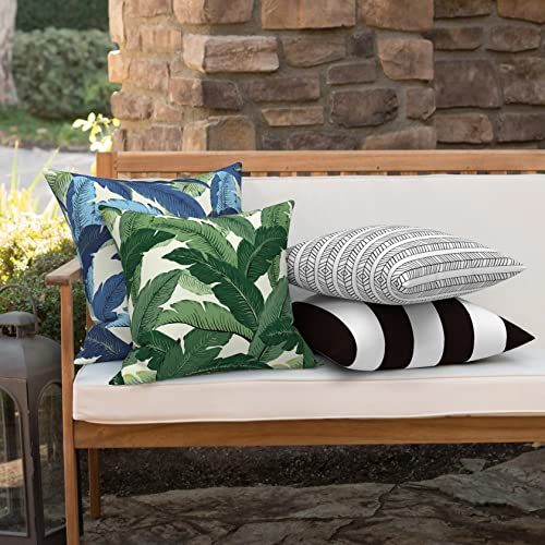 Outdoor 16x16 Inch Throw Pillow Covers Set of 2, All Weather Square Pillow Cases, Covers ONLY, Patio Cushion Pillow of Home Furniture Use, Swaying Palms Blue - color: Swaying Palms Blue, size: 16" x 16" (Pack of 2)