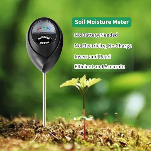 Censinda Soil Moisture Meter, Soil Moisture Monitor for House Plants, Soil Hygrometer Moisture Sensor for Indoor & Outdoor, Garden, Farm, Lawn Plant Care, No Battery Needed(Black) - color: Black
