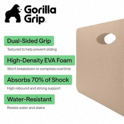 GORILLA GRIP® Extra Thick Foam Kneeling Pad for Gardening, 17.5x11 Beige - color: Beige