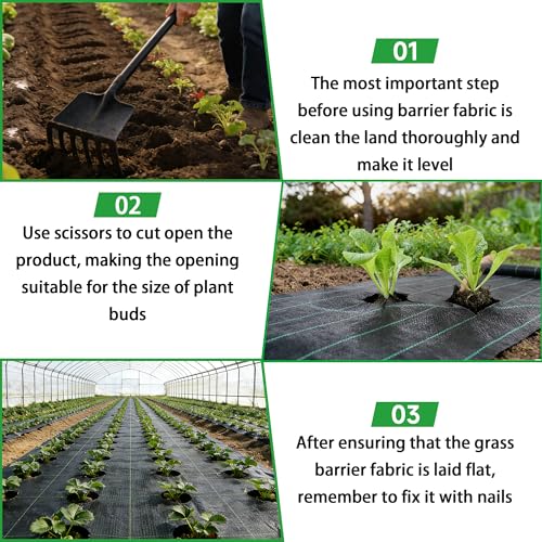 Weed Barrier Landscape Fabric Heavy Duty, Weed Block Horticultural Floor Covering Mat, Bottom Woven Geotextile, Commercial Lane Fabric 3 x 300 FT - size: 3 x 300 FT