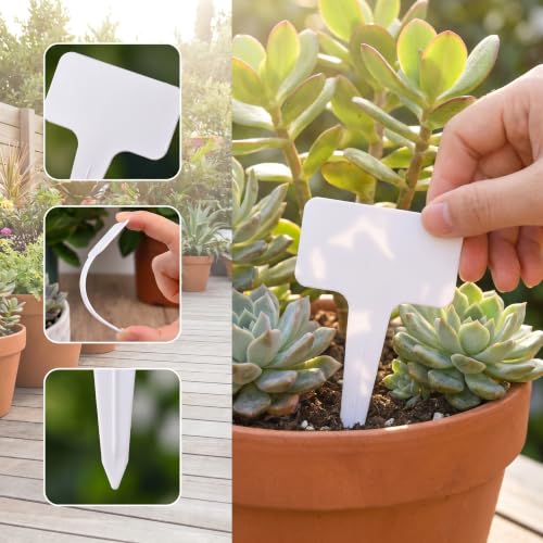 100PCS Plant Labels 6 X10cm, Plant Tags T-Type Pointed Design Waterproof Garden Labels for Outdoor Garden