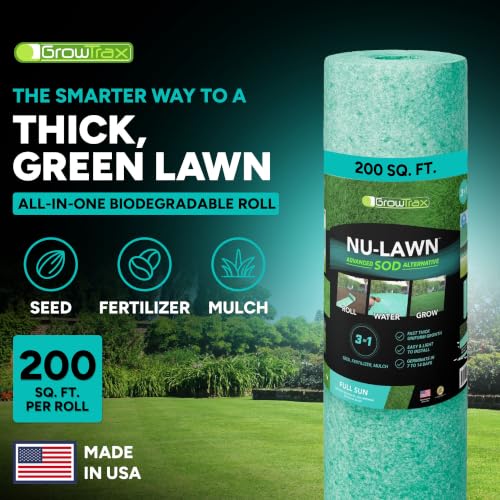 Growtrax Biodegradable Grass Seed Mat - 200 Sq Ft Kentucky Blue & Rye Blend
