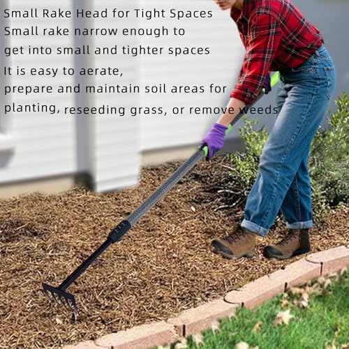 Hand Rake, Adjustable Handle Garden Small Rake Garden Tool