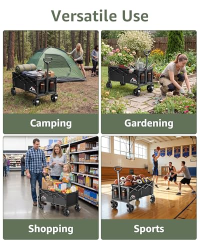 34.6" Extra Long Collapsible Grocery Wagon Cart with Wheels Foldable Wagons - size: X-Large (34.6" Long)