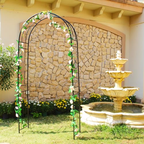 7.9 Ft High x 3.8 Ft Wide Metal Black Garden Arbor Garden Arch Trellis, Wedding Arches for Ceremony, Patio Trellis Archway Pergola, Plants Support Frame for Rose Vines - color: Black-1