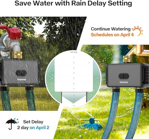 Smart Water Sprinkler Timer with 2 Outlets, Faucet Hose Timer for Garden - color: Black, size: 2 Outlets - TT