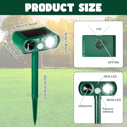 2 Pcs Ultrasonic Animal Repeller Solar USB, Green Black, Novel - color: Green Black, size: Novel