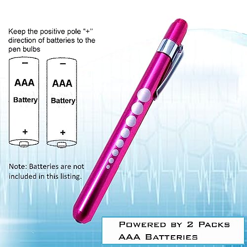 5 pc Bandage Scissors 5.5", Stitch Scissors 4.5", Hemostat 5.5" Straight & Curved, Diagnostic Penlight Made of Premium Quality Stainless Steel - For Training Emergency Supplies & First Aid Kit (Pink) - color: Pink