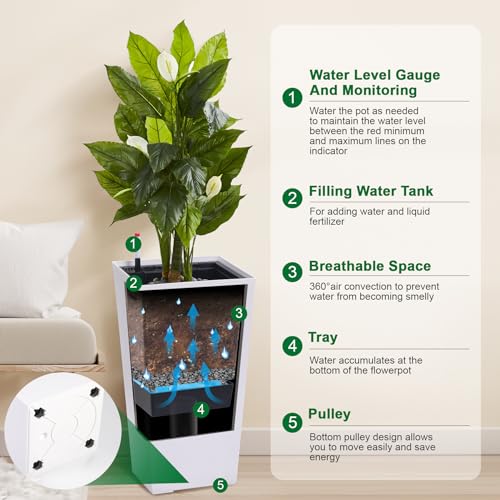Garvee 30" Tall Planters Set of 2, Outdoor&Indoor Planter Pots - color: White, size: 30 Inch (2 Pack)