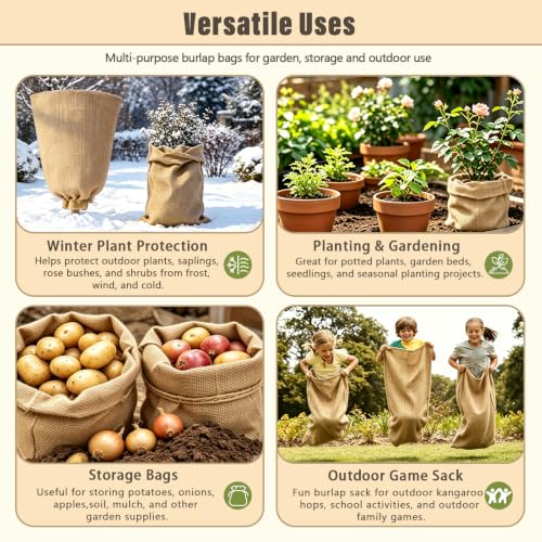 Riare 4 Packs 40 × 47 Inch Large Winter Plant Cover Bags with Drawstring - size: 40 × 47 Inch