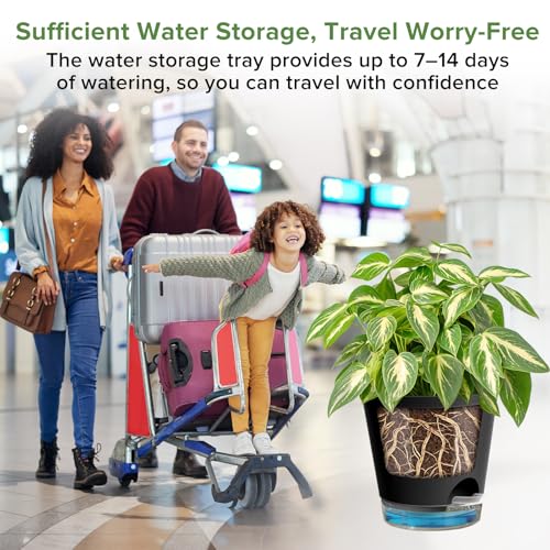 GARDIFE 2026 Upgraded Self Watering Plant Pots with Drainage Hole, 7/6.5/6/5.5/5/4 Inch Flower Planting Containers for House Plants, African Violet, Flowers, Cactus (Black, 7+6.5+6+5.5+5+4 inch) - color: 7-black-upgraded, size: 7+6.5+6+5.5+5+4 inch