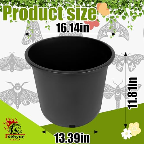10 Gallon Nursery Pots Plastic Container Injection Molded Pot for Plants Flexible with Drainage Holes Suitable for Plants Soil Growers or Hydroponics Black 10 Pcs - size: 10 Gallon