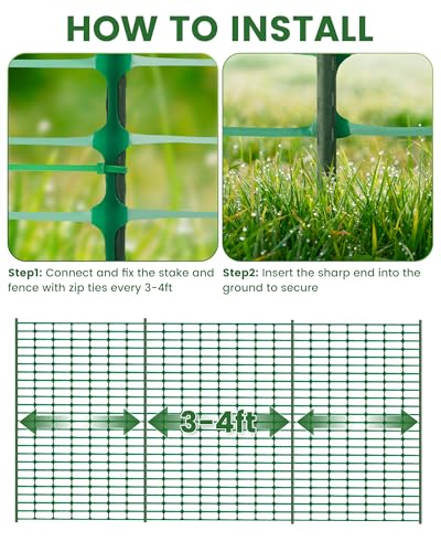 40" x50' Temporary Fence with Posts, Dog Fence Outdoor for Yard, Green