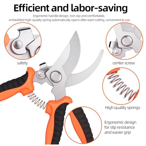 4PCS Garden Pruning Shears Set, 2 Bent Pruning Shears + 1 Straight Multi-Functional Scissors + 1 Pointed Precision Shears, Gardening Tools for Branches, Vines & Shrubs - color: Color3