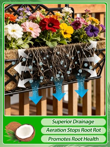 ANPHSIN 24in Tapered Coco Liners for Window Planter Box, 4Pcs, 100% Natural
