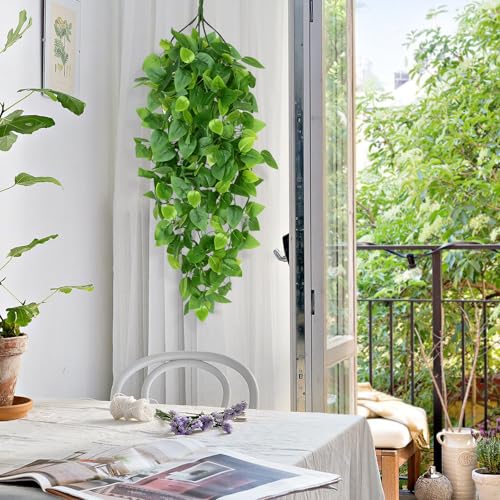 Waipfaru Fake Hanging Plants, 8Pcs Faux Ivy Pothos Vines Greenery - color: Epipremnum Aureum, size: 8Pcs Plants