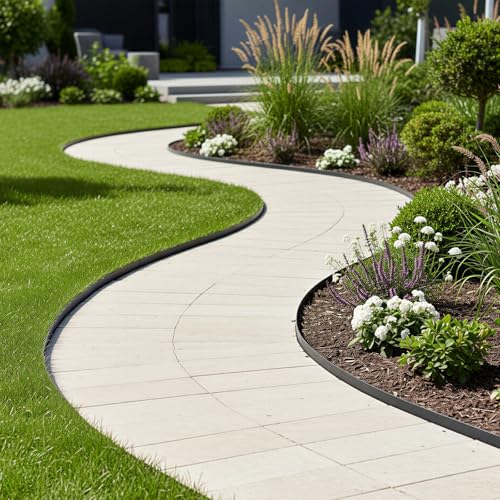 Garden Edging, 50FT x 2" Flexible Plastic Landscape Border with 48 Stakes - style: 50FT