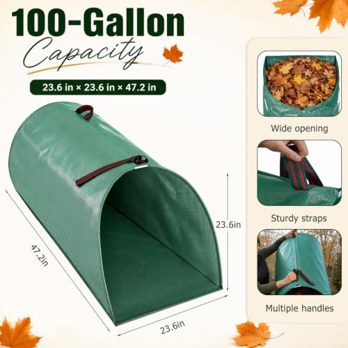 100 Gallon Leaf Collector, Reusable Dustpan-Type Lawn and Leaf Bag