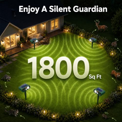 Solar Ultrasonic Animal Repellent Outdoor, Deer Repellent Devices - size: 2-Pack