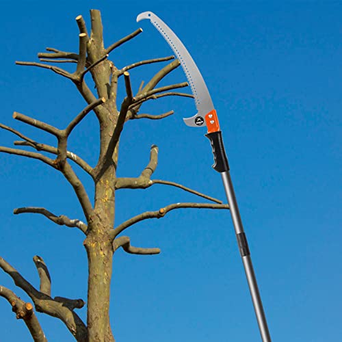 14FT Pole Saw for Tree Trimming 2-in-1 Hand Saw Steel Blade Extension Pole - size: 14 FT