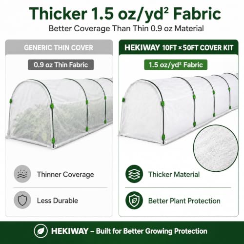 10 FT x 50 FT Frost Cloth Kit with 7 Garden Hoops - size: 10Ft x 50Ft 1.5oz/yd²