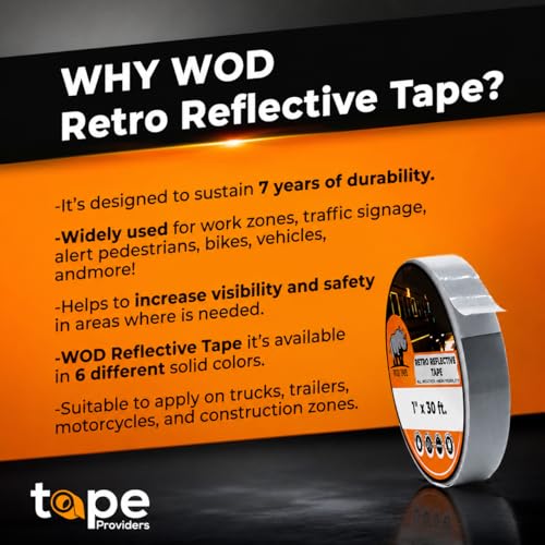 WOD Engineering Grade Retro Reflective Tape Orange, 1/2 inch Wide x 30 ft. Outdoor Waterproof Safety Reflector for Autos, Bikes, Camper, RV, Boat Striping, and Traffic Signage Marking - color: Orange, size: 1/2 Inch