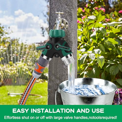 Garden Hose Splitter 2 Way, 3/4" Y Water Hose Splitter with Comfort Rubber Long Handle, Faucet Splitter, Heavy Duty Metal Connector with Comfortable Rubberized Grip for Outdoor Gardening Hoses(1 Pack) - color: 2 Hose Splitter-One Pack