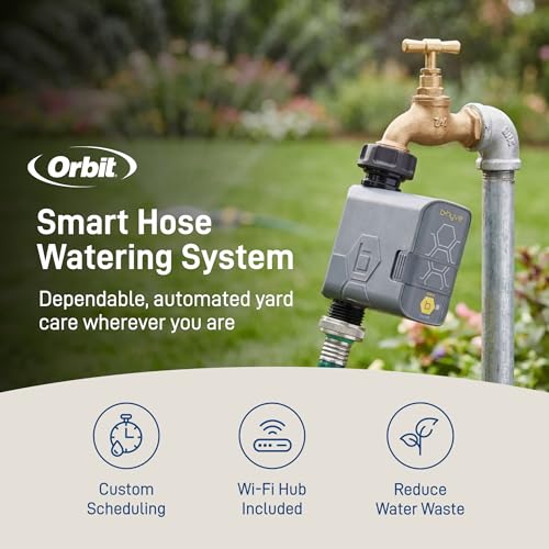 Orbit B-hyve Gen 2 Smart Hose Watering Timer with Wi-Fi Hub - Smart Hose Watering Timer - Wi-Fi System - App Controlled - Weatherproof AA Battery Powered - 90204