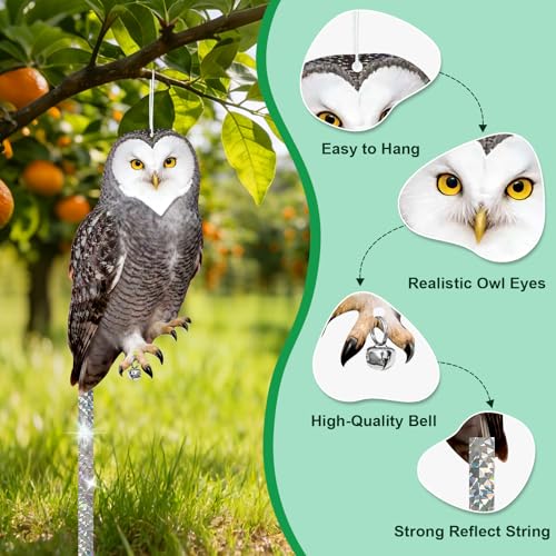 Owls to Keep Birds Away: 3Pcs Fake Owl with Reflective Tape for Orchard Garden Patio Pool, Reflective Hanging Decoration to Keep Birds Pigeon from Windows Tree Vineyard - color: Heart-3pcs