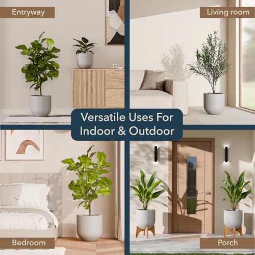 KUTE NEST 12" Premium Arco Fiberstone Patio Planter - Light Gray - color: Light French Gray, size: 12"H x 12"D