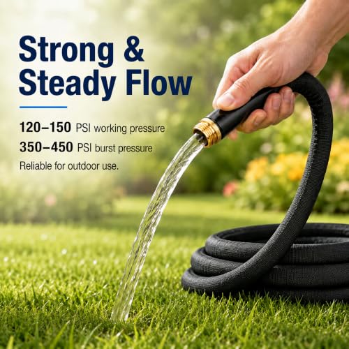 25FT Garden Hose, 5/8-Inch Flat Ultra Lightweight Flexible & Kink Free - color: Black, size: 25FT