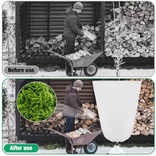 4 Pcs Plant Covers Freeze Protection 35.4" x 59", White - color: White