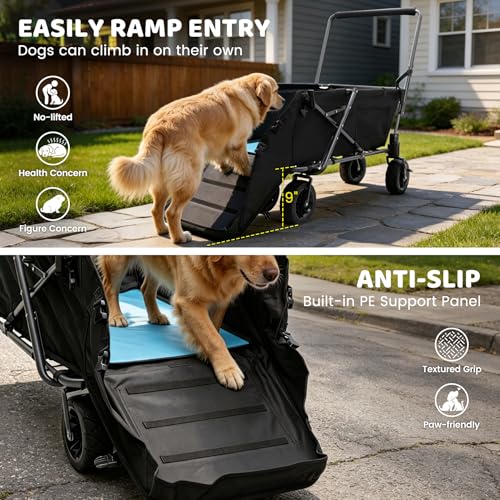 REDCAMP Folding Dog Wagon for Large Dogs, 150lbs Dog Stroller with 6 Wheels - color: Inky, size: 150 Pound