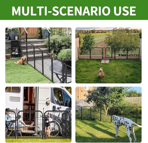 Decorative Garden Metal Fence 72ft (L)×40in (H) with 28 Panels 4 Gate Outdoor, No Dig Rustproof Wire, Animal Barrier Fencing for Outdoor Yard Patio Flower Bed,(Black-Silver) - size: 40in(H)x72ft(L)