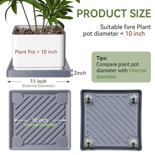 11" SquarePlant Caddy Beige with Hidden Wheels & Garden Tools Set - size: 11 Inch - Grey (1 Pcs)