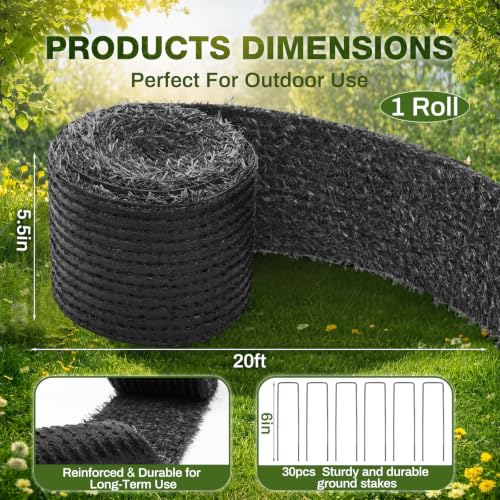 Nuanchu 5.5 in x 20 ft Recycled Rubber Walkway, Black Rubber Mulch Mat Roll - color: Gray, size: 5.5 in x 20 ft