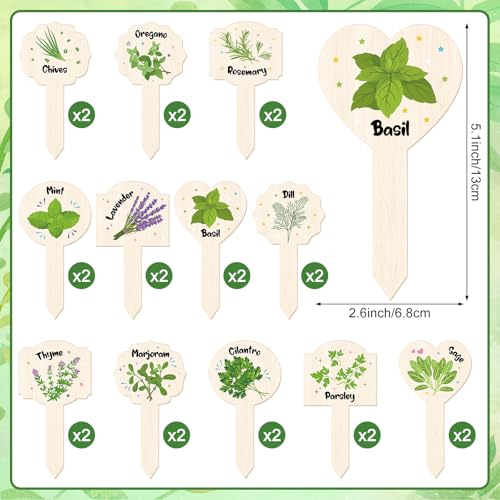 24 Pcs Acrylic Plant Label Signs Garden Herb Markers Waterproof Plant Tags with Printed Name for Indoor Outdoor Nursery Garden Decoration