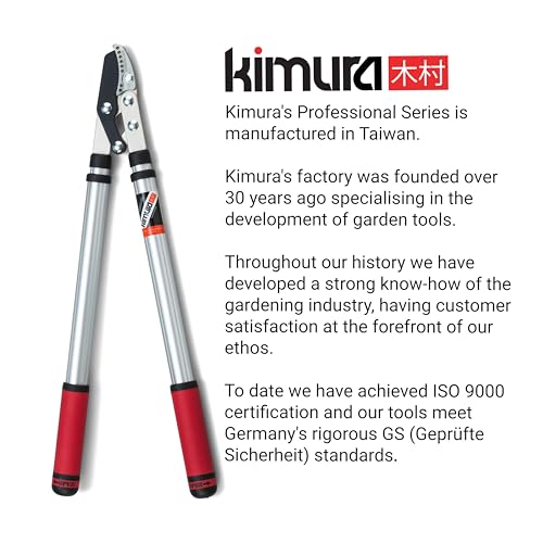 Kimura® Pro Heavy Duty Garden Loppers - 25-37", Premium Anvil Loppers with Compound Action Mechanism, Lightweight Telescopic Handles, Sharp Japanese SK5 Steel Blades, Extendable Garden Cutters - size: 25"-37"