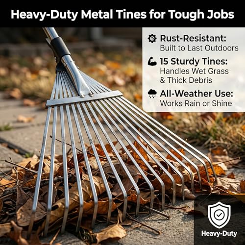 Adjustable Leaf Rake & 53 Gallon Bag, 33-68" Extendable Telescoping Yard