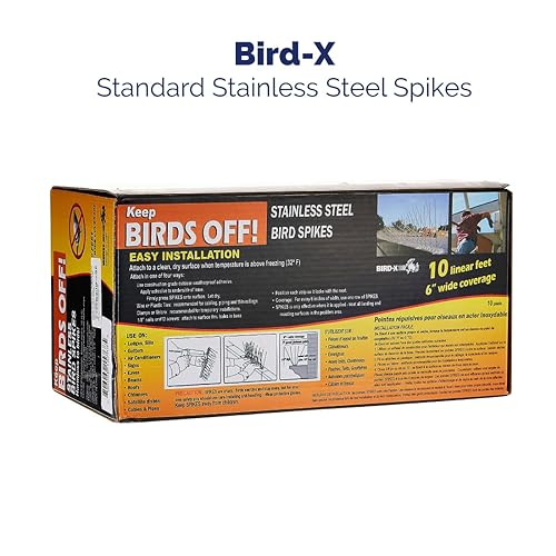Bird-X Steel Spikes for Pigeons Sparrows Starlings 10-Foot Range 6-Inch - size: 10 feet