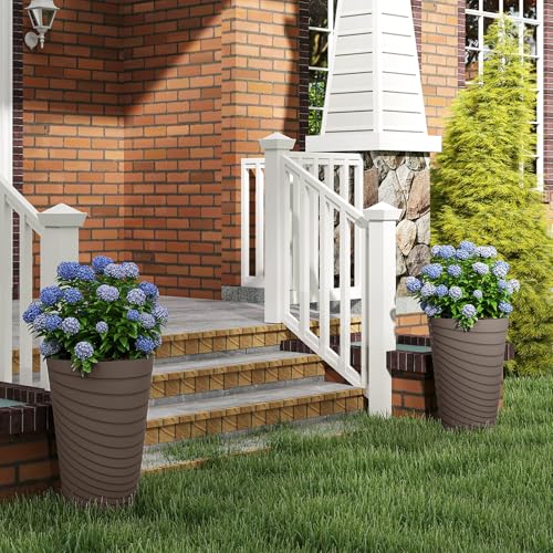 GIANTEX 18" Tall Flower Pot Set 2, Modern Decorative Planter Pots, Brown - color: Brown, size: 11.5"x11.5"x18"