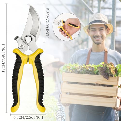 Lothee 9 Pcs Garden Pruning Shears Bulk, Gardening Shears&Scissors, Yellow - color: Yellow