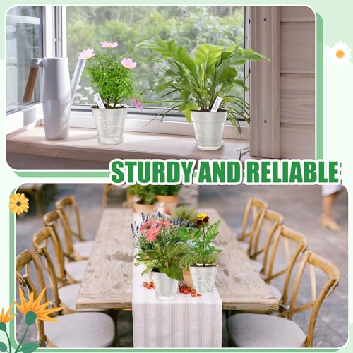 Hushee 10 Pcs 8 Inch Clear Nursery Pots Include 10 Saucer and 100 Plant Labels Set Transparent Plastic Plant Pot with Drainage Hole Clear Planter with Drip Tray for Herb Flowers Vegetable