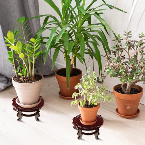 Geetery 2 Pcs 4–12 in Oriental Wooden Plant Stand Indoor Vase Stand, 4 in - size: 4 in